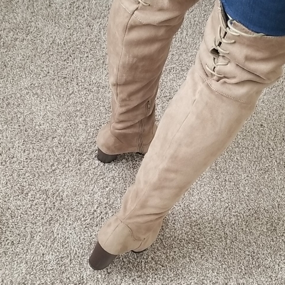 Thigh High Faux Suede Boots - Picture 2 of 7